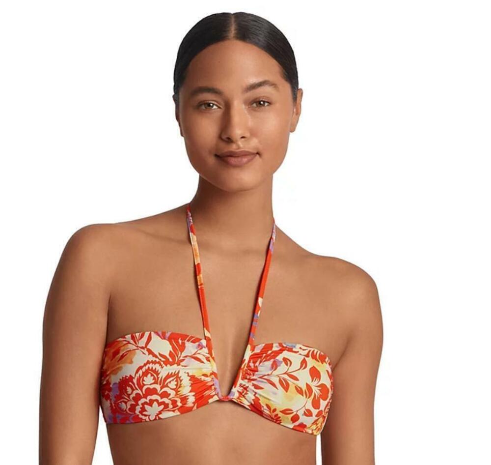 Ralph Lauren Women's Multicolor Shirred U-Neck Bikini Top 10 NWT
